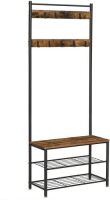 VASAGLE Industrial Coat Tree, Hallway Shoe Rack and Bench with Shelves