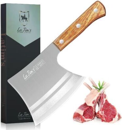 LA TIM'S&nbsp;2 lb Heavy Duty Meat Cleaver with Hand Forged High Carbon Steel, Solid Wood Handle