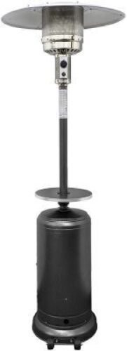 Hiland&nbsp;48,000 BTU Propane Patio Heater w/Wheels and Table, Hammered Silver