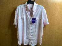 HUK Tide Point Solid Short Sleeve Shirt, Large, Appears New, Stain on Collar