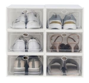 Lot of (2) Clear Plastic Stackable Shoe Storage Boxes, 24 pcs 