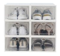 Lot of (2) Clear Plastic Stackable Shoe Storage Boxes, 24 pcs&nbsp;