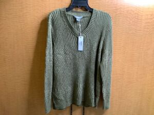 Natural Reflections Cable V Neck Sweater, XL, Appears New