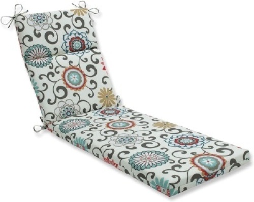 Pillow Perfect Outdoor/Indoor Pom Play Peachtini Chaise Lounge Cushion. Appears New. E-Commerce Retun