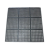 Dura-Chef Commercial Interlock" Anti-Fatigue Rubber Matting, 36" x 36" x 1/2", Black. Appears New