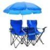 Portable Folding Picnic Double Chair with Cooler & Umbrella&nbsp;