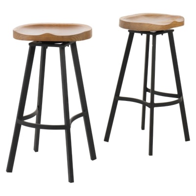 Christopher Knight Home Set of 2 Albia Swivel 31.5" Barstool - Natural/Black