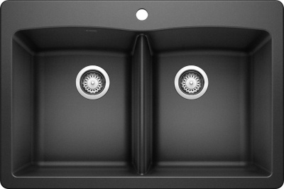 33" x 22" Blanco 440221 Diamond 33" Drop-In or Undermount Double Basin - Anthracite