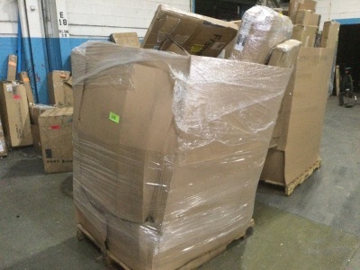 Pallet of Salvage Returns Labeled "Broken Glass"