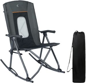 PORTAL Oversized Quad Folding Rocking Chair, High Back, Hard Armrest, Support 300 lbs