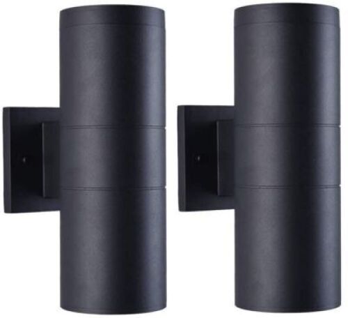 mirrea Modern Outdoor Wall Sconce Porch Lights&nbsp;with Aluminum Cylinder and Tempered Glass Cover, 2 Pack