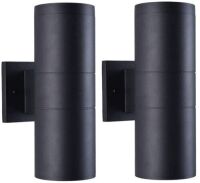 mirrea Modern Outdoor Wall Sconce Porch Lights&nbsp;with Aluminum Cylinder and Tempered Glass Cover, 2 Pack