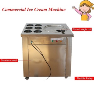 Big Pan Fried Ice Cream Maker Commercial Ice Cream Frying Appliance with 6 Barrels CBJY-1D6C. Appears New