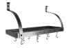 Handcrafted 36 in. Hammered Steel Gourmet Deep Bookshelf Wall Rack with Curved Arm with 12-Hooks