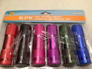 6 Pack LED Flashilights, 53 Lumens, Appears New