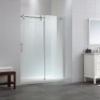 OVE Doors&nbsp;Sydney 78.75-in H x 58.25-in to 59.75-in W Frameless Bypass/Sliding Satin Nickel Shower Door (Clear Glass). Appears New with Chip in Glass. SEE PICTURES