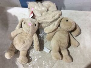 Lot of (4) Pet Lou Colossal 15" Rabbit Squeaker Toys