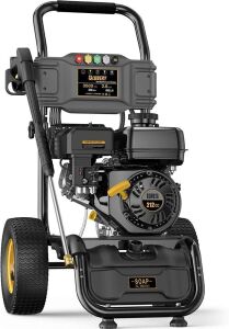 BLUBERY 3500 PSI 2.6GPM Heavy Duty Gas Pressure Washer, 50Ft High Pressure Hose & Soap Tank - Small Dent in Gas Tank
