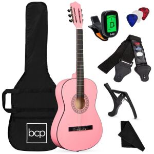 Beginner Acoustic Guitar Set w/ Case, Strap, Digital Tuner, Strings - 38in