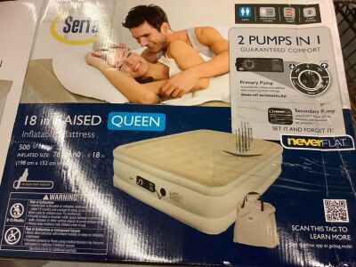 Serta 18" Raised Queen Inflatable Mattress, Appears New