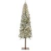 Pre-Lit Snow Flocked Alpine Slim Pencil Christmas Tree w/ LED Lights, Stand - 7.5ft