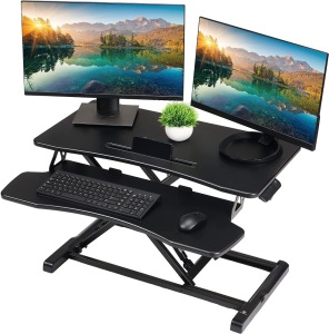 TechOrbits 37 Inch MDF Wood Adjustable Sit to Stand Up Desk Riser