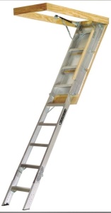 Louisville Ladder Elite Series Aluminum Attic Ladder, Opening 22.5" x 54", Fits Ceiling Heights 7' 8" - 10' 3"