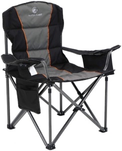 ALPHA CAMP Oversized Steel Frame Collapsible Padded Arm Chair with Cup Holder, Supports 450 lbs 