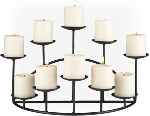 SEI Furniture 10 Candle Wrought Iron Candelabra, Matte Black  