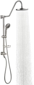 Shower System with 8" Rain Shower Head, 5-Function Shower Head with Handheld, Adjustable Slide Bar, 59" Stainless Steel Hose, Brushed Nickel 