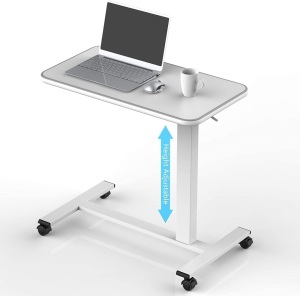 Reinforced Overbed Table with Lockable Wheels, Height Adjustable 29"-44"  