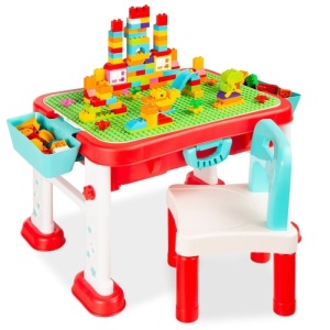 Kids 8-in-1 Activity Table Building Block Station 