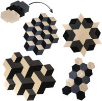 Case of (10) New&nbsp;MOMOJI Modular Area Rug | 7-in-1 Create Your Own Design- Black, Off White and Grey | Geometric Changeable Tiles. You are getting 10 packs in this lot.