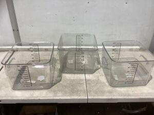 Lot of (3) Rubbermaid Commercial 12 Quart Clear Space Saving Food Storage Square Container