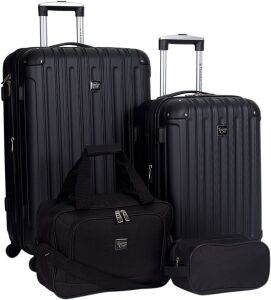 Travelers Club Midtown Hardside 4-Piece Luggage Travel Set, Black