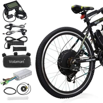 Voilamart 26" Rear Wheel 48V 1000W Electric Bike Conversion Kit with LCD Display, Cycling Hub Motor with Intelligent Controller and PAS System for Road Bike