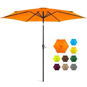 Outdoor Steel Market Patio Umbrella Decoration w/ Tilt, Crank Lift - 10ft 