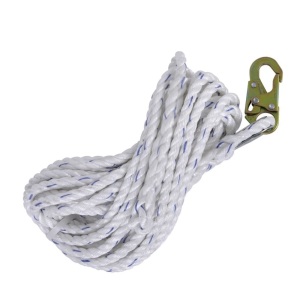 PeakWorks Fall Protection Safety Lifeline Rope Grab, Anchor 50' Vertical Cable, Galvanized Steel Snap Hook 