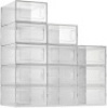SESENO. 12 Pack&nbsp;Clear Plastic Stackable Shoe Organizer Bins, Drawer Type Front Opening
