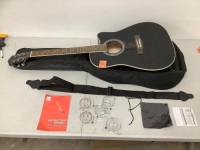 Full Size Beginner Acoustic Guitar Set with Case, Strap&nbsp;- 41in, Missing Pieces, Cosmetic Damage