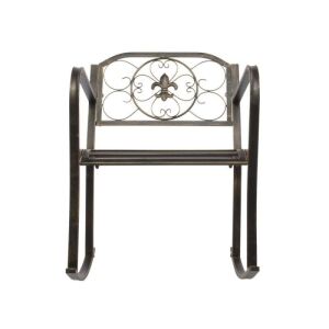 Bronze Flat Tube Antique Style Wrought Iron Rocking Chair