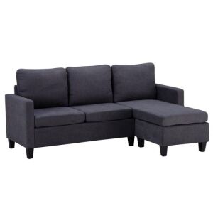 SamyoHome Reversible Sectional Sofa Couch for Small Space Dark Grey