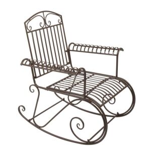 38" Bent Armrest Antique Style Wrought Iron Rocking Chair 