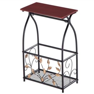 Metal Frame Accent Table with Storage Basket 