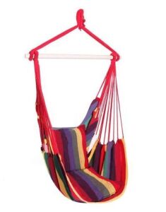 Cotton Canvas Hanging Rope Chair with Pillows