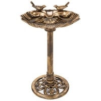 Pedestal Bird Bath Decoration w/ Sparrow Statues&nbsp;