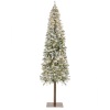 Pre-Lit Snow Flocked Alpine Slim Pencil Christmas Tree w/ LED Lights, Stand - 7.5ft