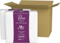 Poise Incontinence Pads for Women, Ultimate Absorbency, Long, Original Design, 90 Count (2 Packs of 45) - NEW