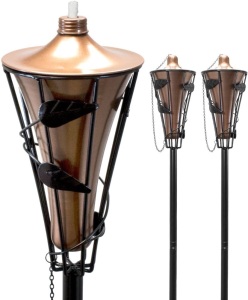 Matney Outdoor Metal Patio Torches w/ Fiberglass Wick & Snuffer Cap (60 Inch, 2 Pack). Appears New 