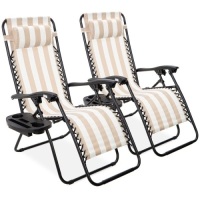 Set of 2 Adjustable Zero Gravity Patio Chair Recliners w/ Cup Holders&nbsp;
